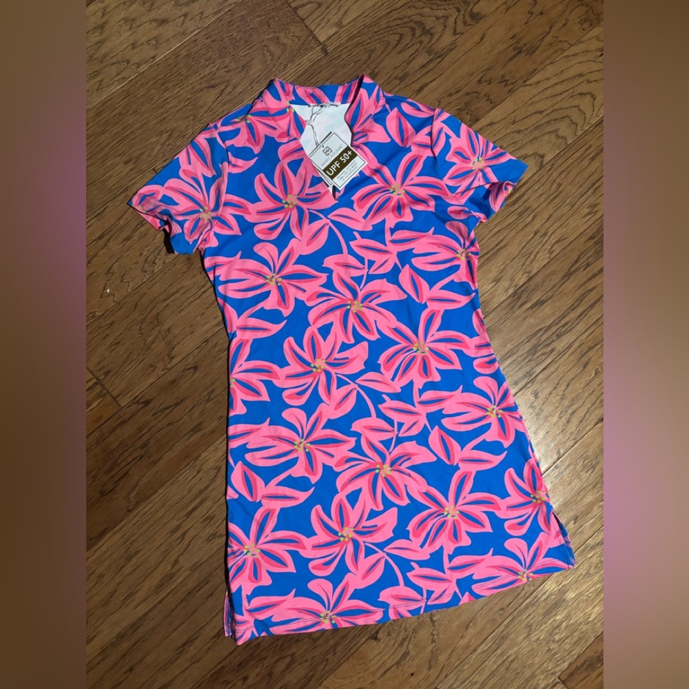 Mary Square  Blue & Pink Floral Dress xsmall NWT SPF 50